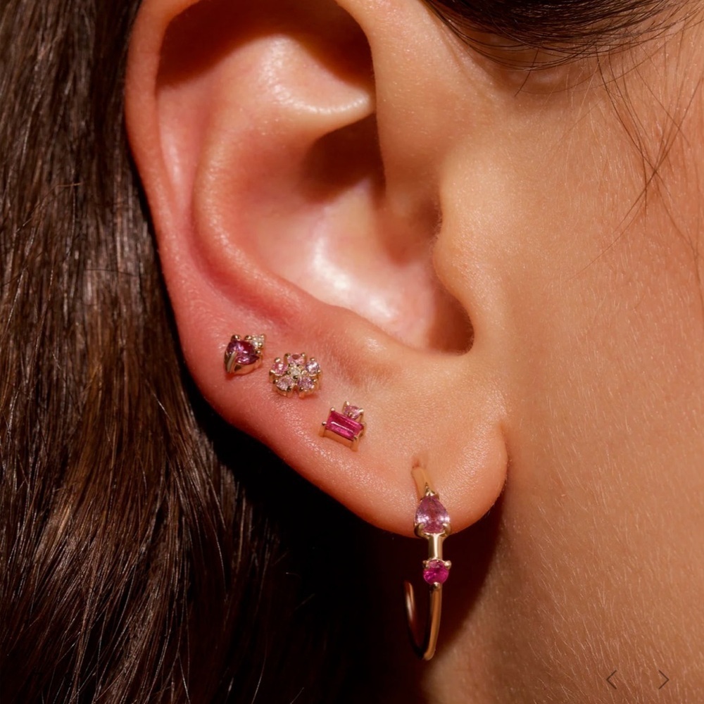 🌺STONE AND STRAND 10k Solid Gold Pink Stud Piercing - Picture 5 of 6